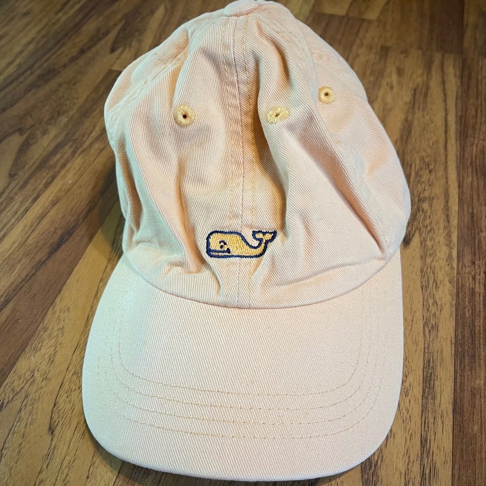 Vineyard Vines Baseball Cap Hat Peach Orange Cotton Whale Logo Adjustable OSFA